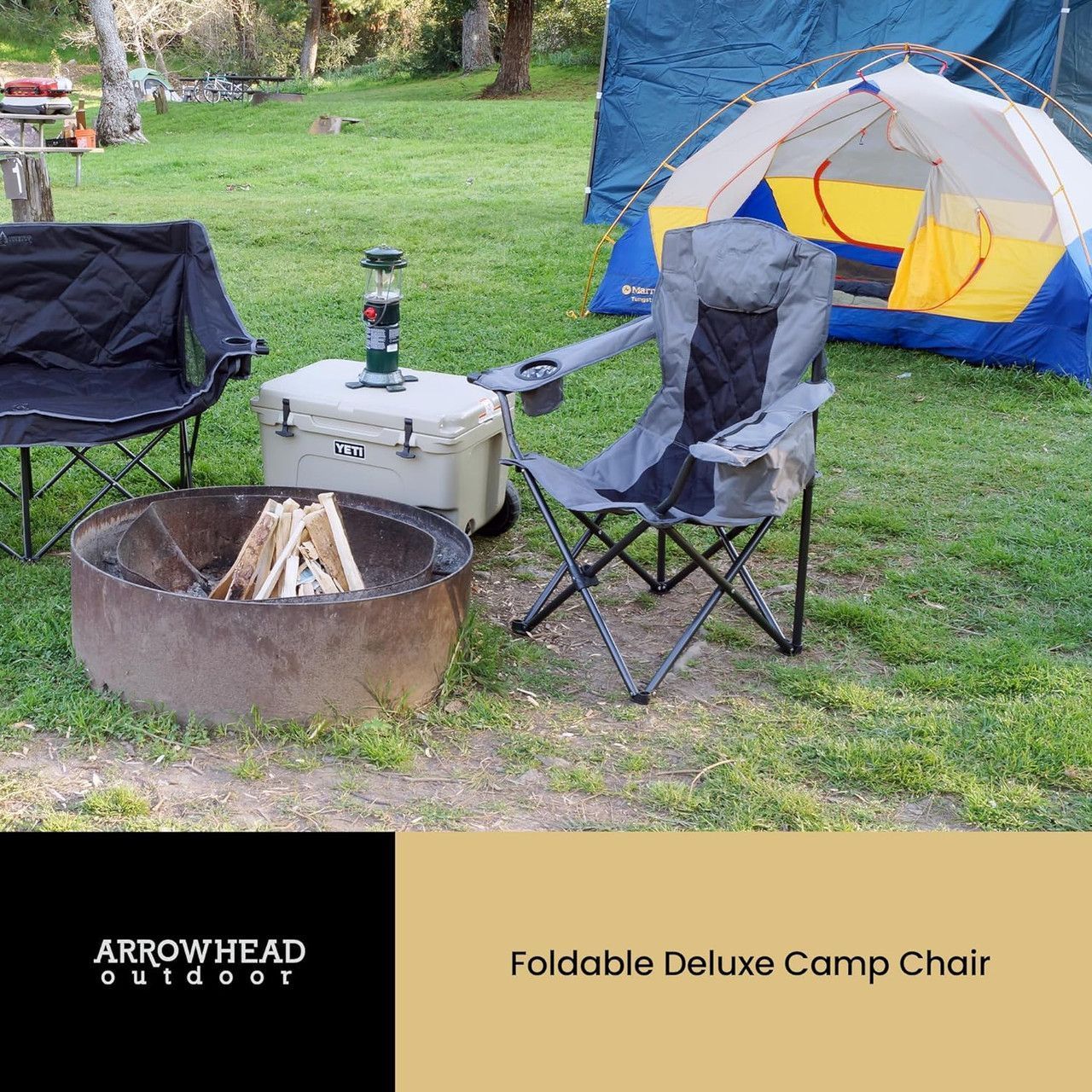 Arrowhead Outdoor Portable Folding Camping Quad Chair - Gray by Arrowhead Outdoor - Image 2