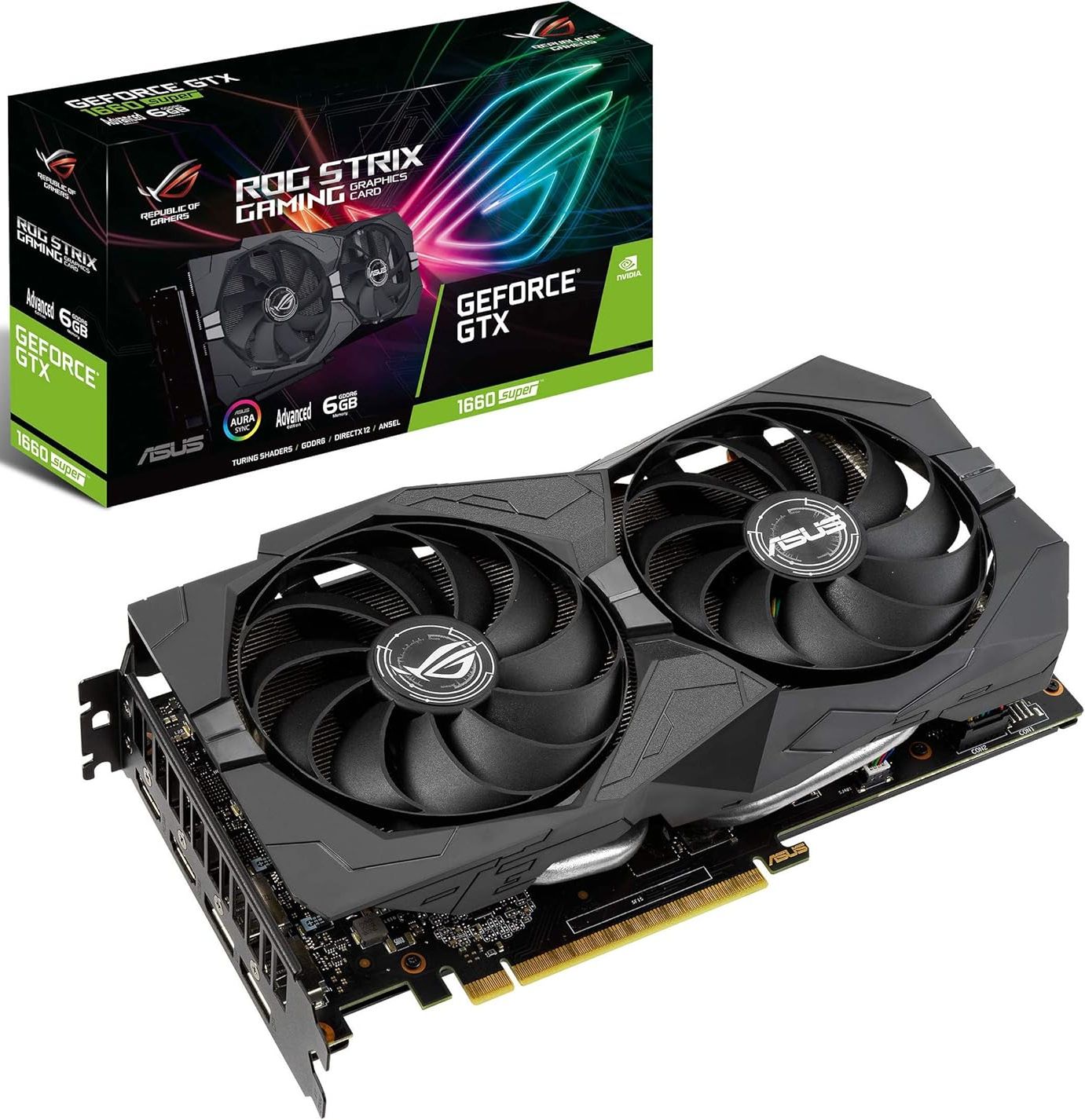 Asus ROG Strix GeForce GTX 1660 Super Advanced Edition Gaming Graphics Card - Black by Asus - Refurbished - Very Good condition - US$215.77