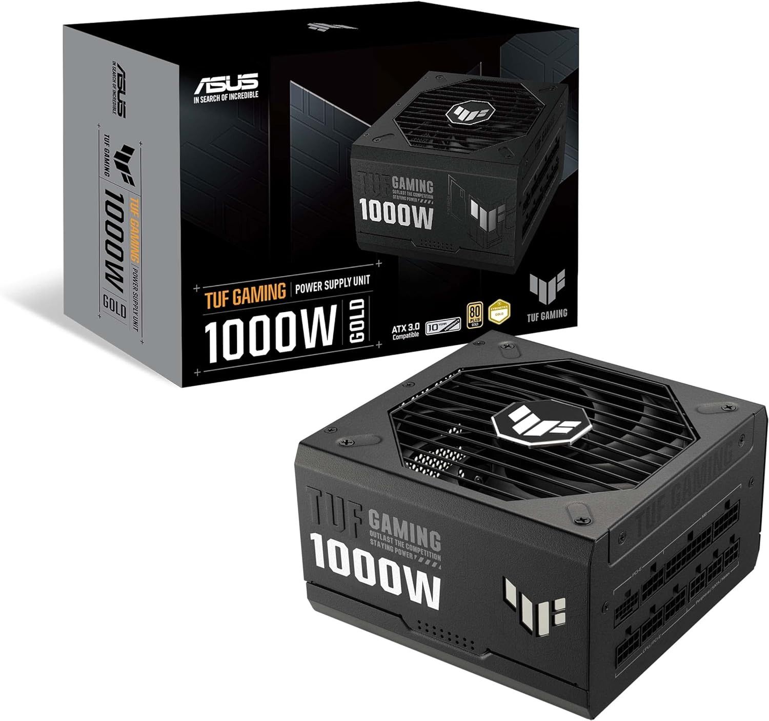 ASUS TUF Gaming 1000W Gold 1000 Watt ATX 3.0 Compatible Fully Modular Power Supply - Black by ASUS - Refurbished - Very Good condition - US$310.56