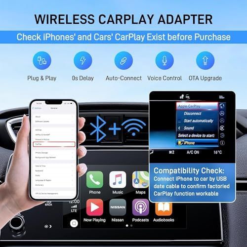 Auerds Wireless Carplay Adapter - Black by Auerds - Refurbished - Very Good condition - Image 2