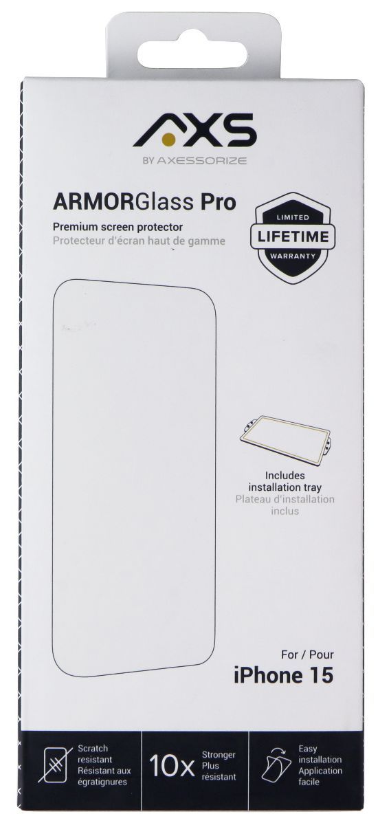 Axessorize ArmorGlass Pro Screen Protector for iPhone 15 - Clear by Axessorize - Refurbished - Brand New condition - US$10.23