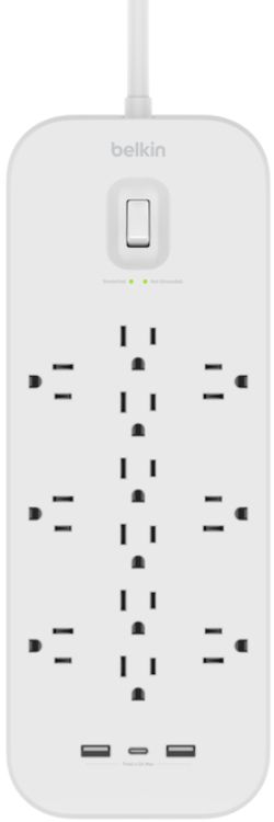 Belkin 12 Outlet Surge Protector + USB-C and USB-A ports - White by Belkin - Refurbished - Brand New condition - US$114.53