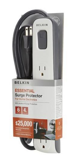 Belkin 6 Outlets 630 j Surge Suppressor 4ft - White by Belkin - Refurbished - Very Good condition - US$75.80