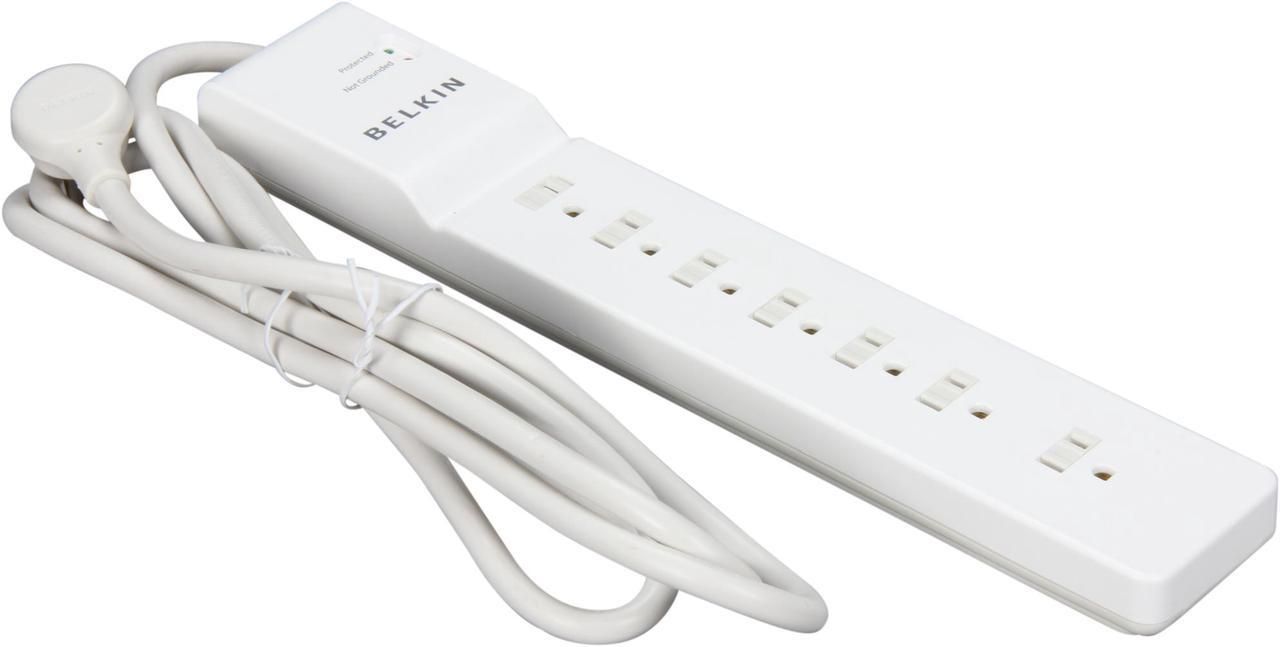 Belkin 7 Outlets 2160 Joules Surge Protector 7Ft - White by Belkin - Refurbished - Very Good condition - US$84.63