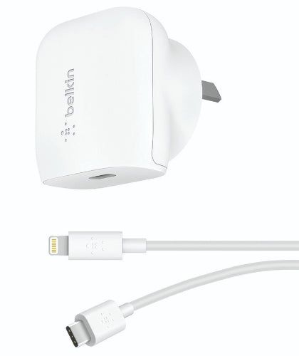 Belkin BOOST↑CHARGE(TM) 20W USB-C PD Wall Charger + USB-C to Lightning Cable (2 Pack) - White by Belkin - Refurbished - Brand New condition - US$20.98