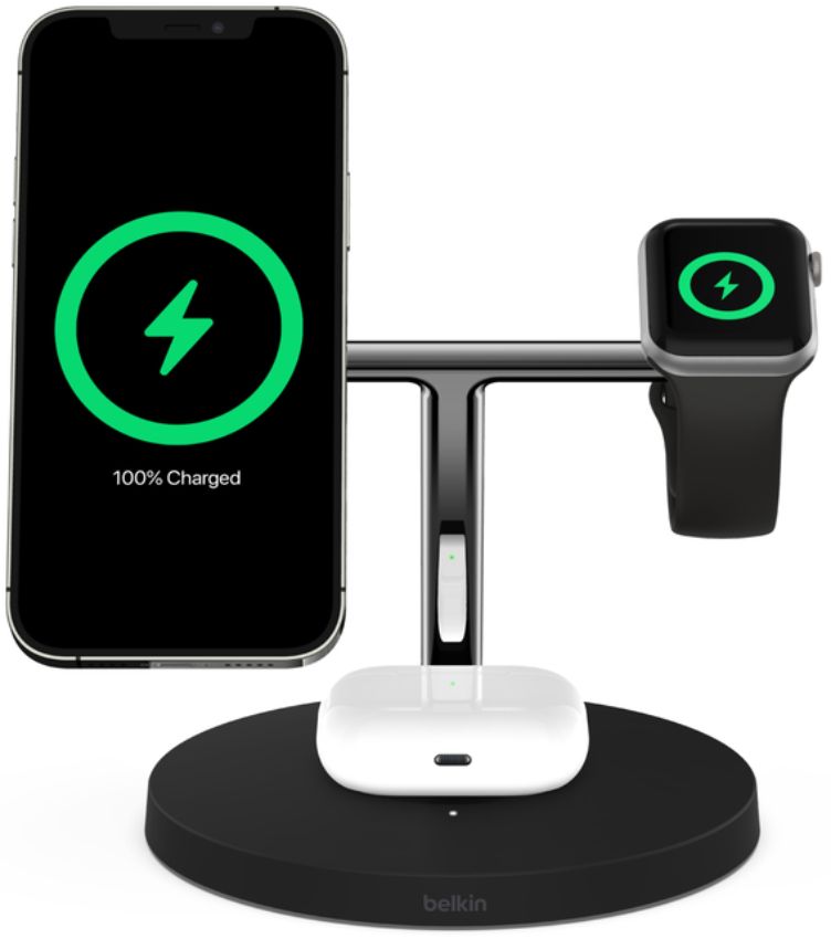 Belkin BoostCharge 3-in-1 Wireless Charger with MagSafe 15W - Black by Belkin - Refurbished - Brand New condition - US$81.44