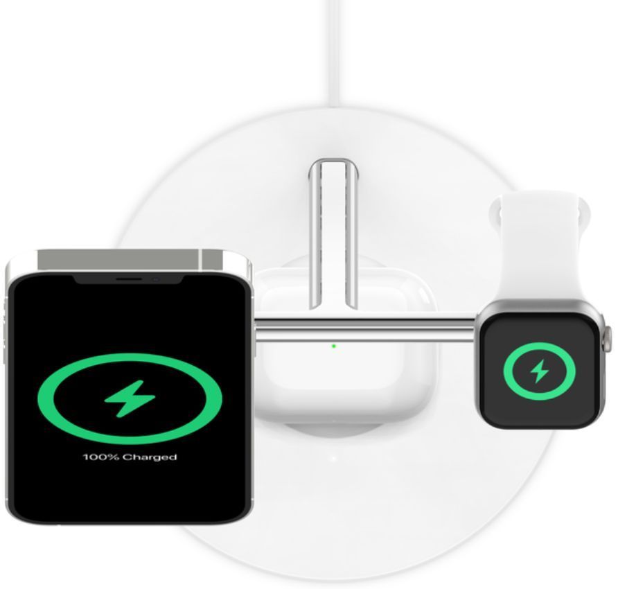 Belkin BoostCharge 3-in-1 Wireless Charger with MagSafe 15W - White by Belkin - Image 4