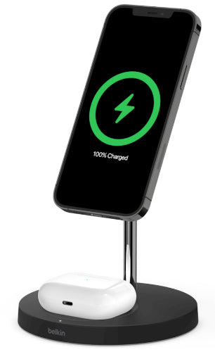 Belkin BOOST↑CHARGE PRO 2-in-1 Wireless Charger Stand with MagSafe 15W - Black by Belkin - Refurbished - Brand New condition - US$61.48