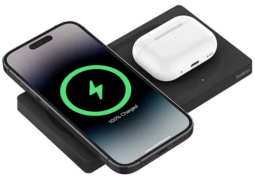 Belkin BoostCharge Pro 2-in-1 Wireless Charging Pad with MagSafe 15W - Black by Belkin - Refurbished - Very Good condition - US$78.48