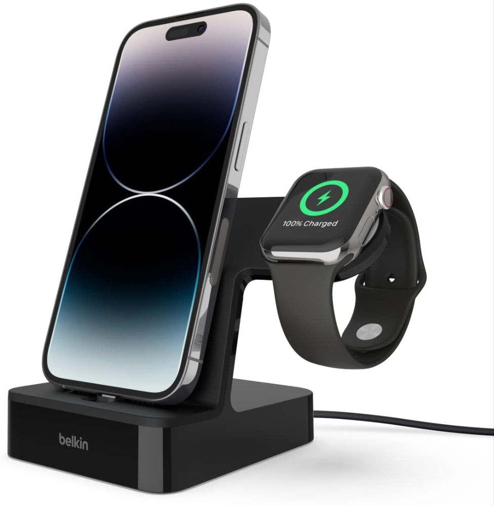 Belkin PowerHouse 2-in-1 iPhone & Apple Watch Charging Dock (F8J237) - Black - Brand New by Belkin - Refurbished - Brand New condition - US$50.97