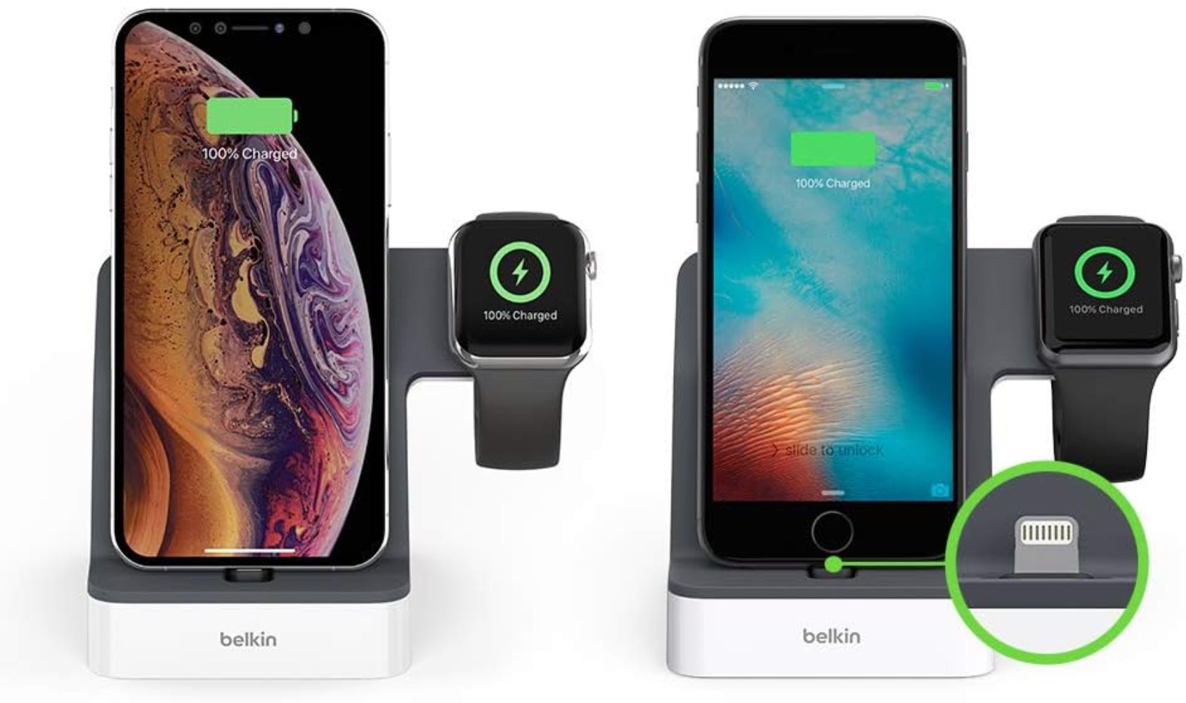 Belkin PowerHouse 2-in-1 iPhone & Apple Watch Charging Dock (F8J237) - Black - Brand New by Belkin - Image 3