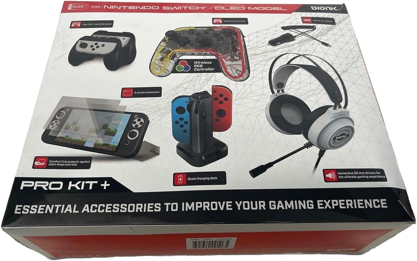 Bionik Pro Kit+ for Switch OLED - Black by Bionik - Refurbished - Very Good condition - US$31.44