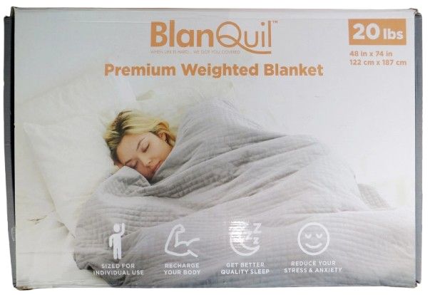 BlanQuil Premium 20lbs Weighted Blanket 48 x 74" - Grey - Brand New by BlanQuil - Refurbished - Brand New condition - US$121.98