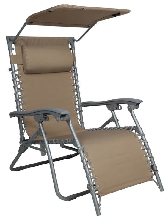 Bliss Hammocks 26" Gravity Free Beach Chair with Pillow and Canopy - Taupe by Bliss Hammocks - Refurbished - Very Good condition - US$103.16