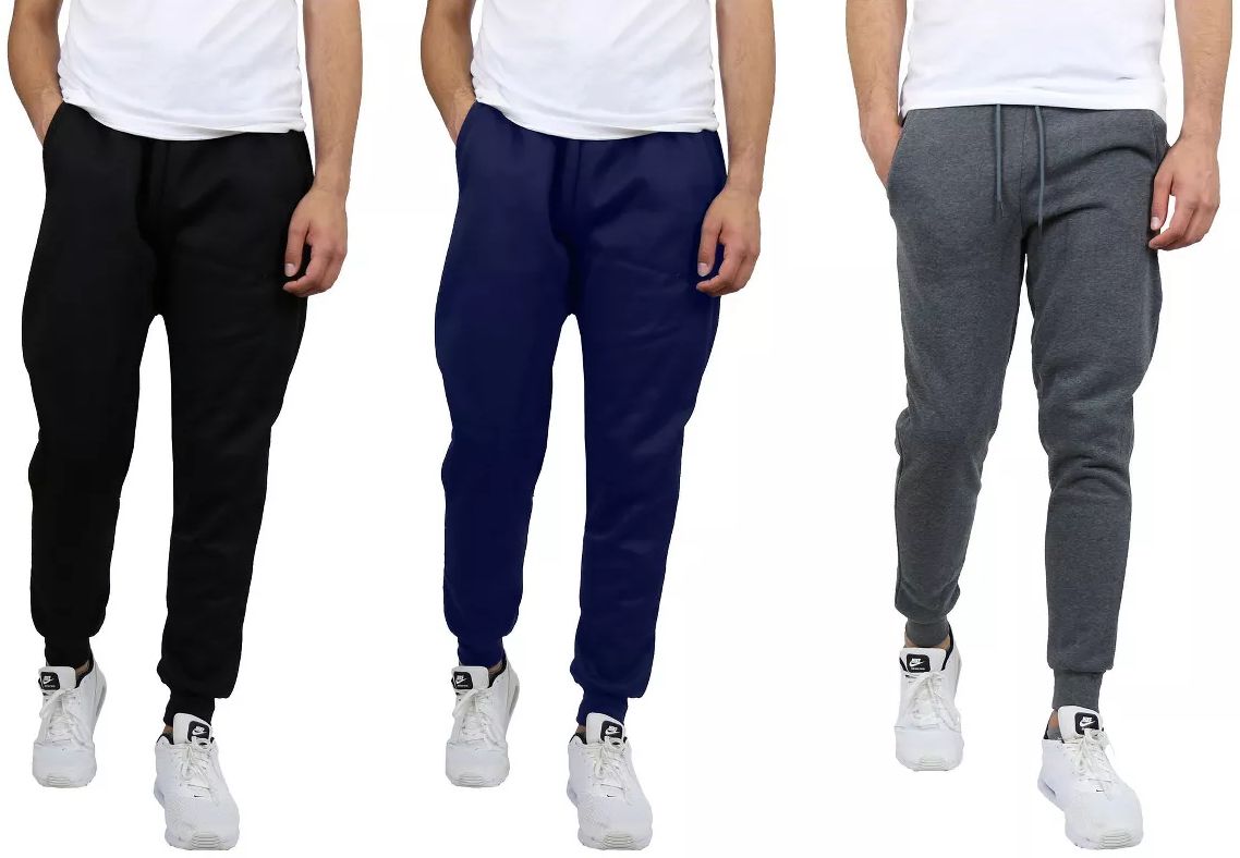 Blue Ice Men's Modern Fit Fleece Jogger Sweatpants Large (3-Pack) - Black-Navy-Charcoal by Blue Ice - Refurbished - Brand New condition - US$25.99