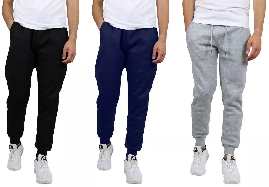 Blue Ice Men's Modern Fit Fleece Jogger Sweatpants Large (3-Pack) - Black-Navy-Heather Grey by Blue Ice - Refurbished - Brand New condition - US$25.99