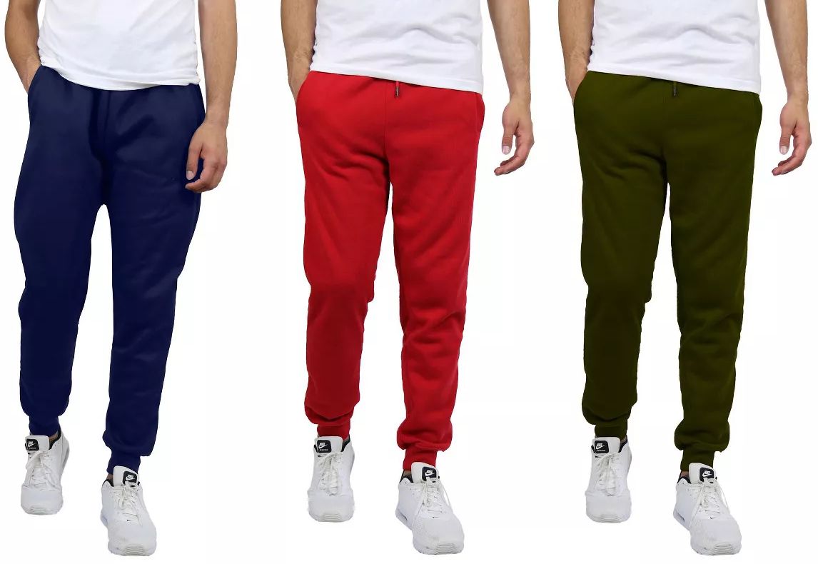 Blue Ice Men's Modern Fit Fleece Jogger Sweatpants Large (3-Pack) - Navy-Olive-Red by Blue Ice - Refurbished - Brand New condition - US$25.99