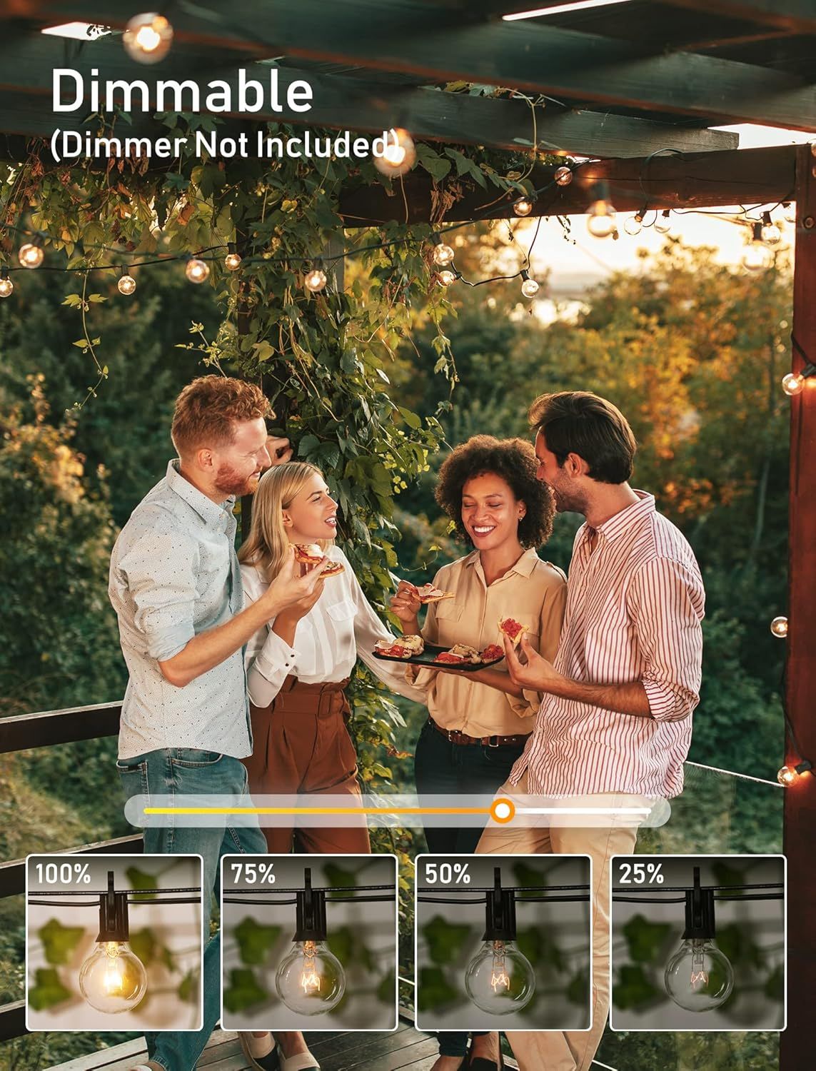 Brightown Outdoor String Light 50Ft G40 Globe Patio Lights with 52 Edison Glass Bulbs - Black by Brightown - Image 4