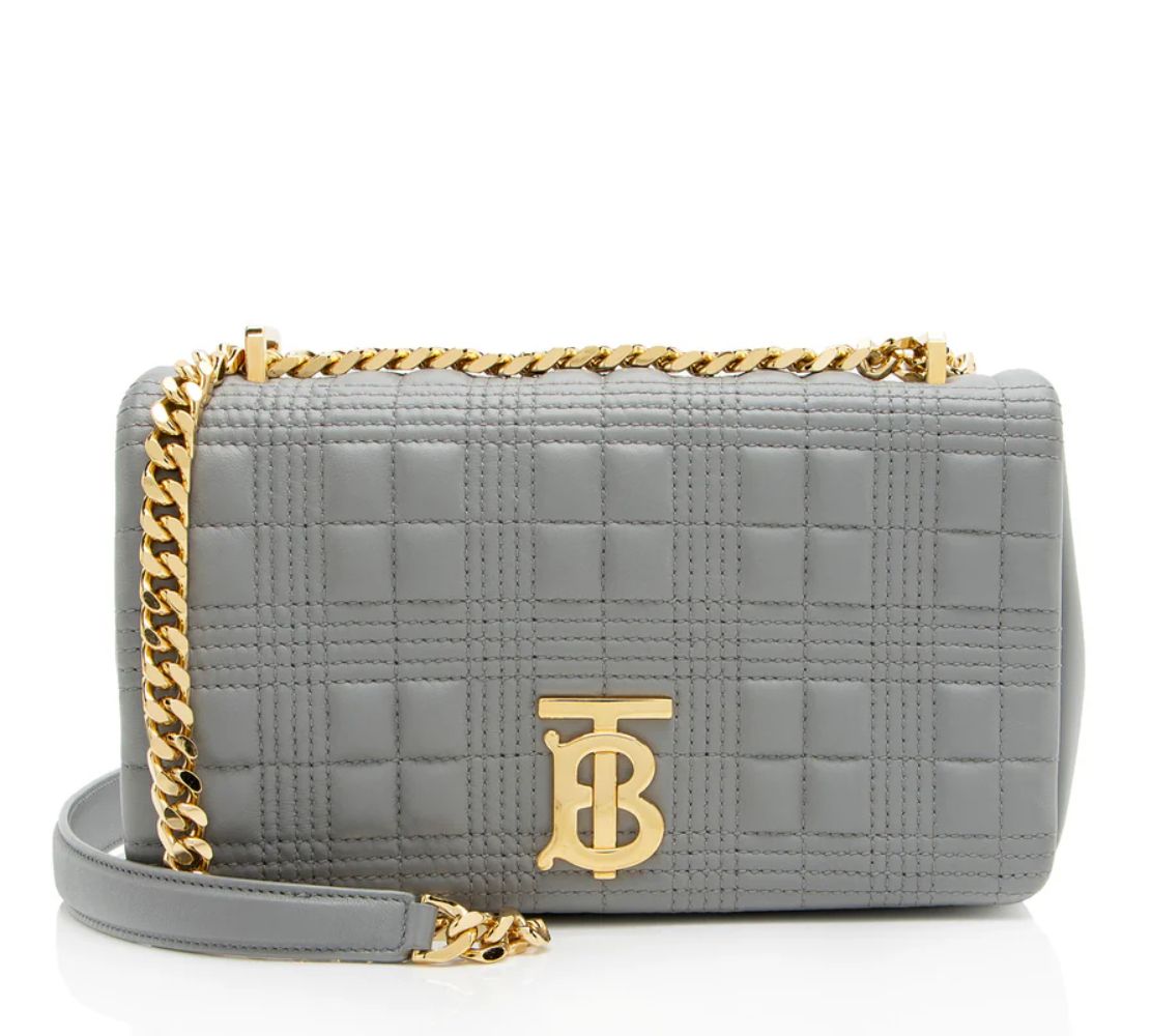 Burberry Quilted Lambskin TB Lola Chain Small Crossbody - Lambskin - Grey by Burberry - Refurbished - Very Good condition - US$838.99