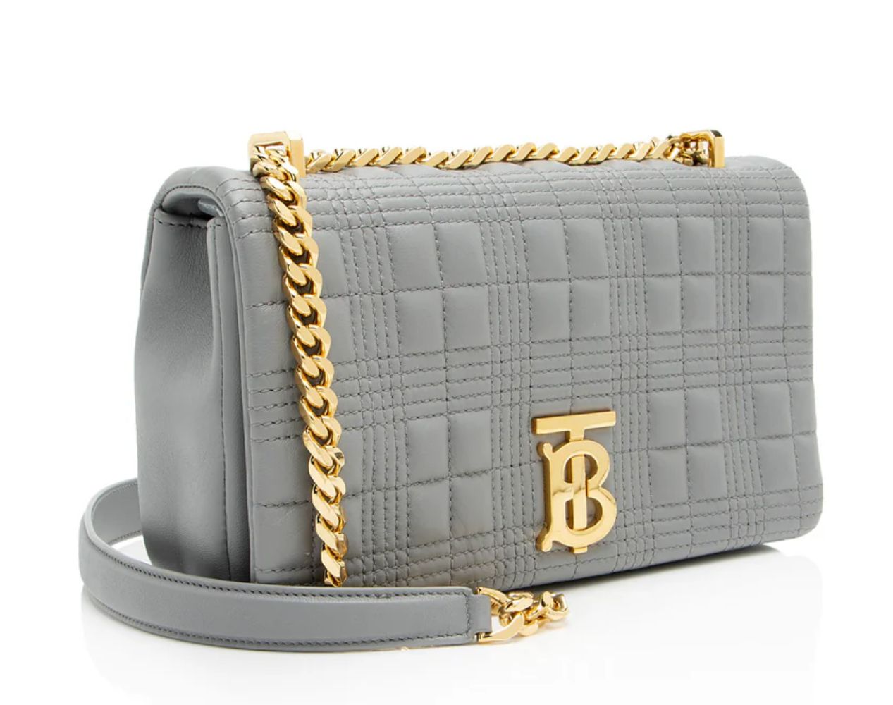 Burberry Quilted Lambskin TB Lola Chain Small Crossbody - Lambskin - Grey by Burberry - Image 2
