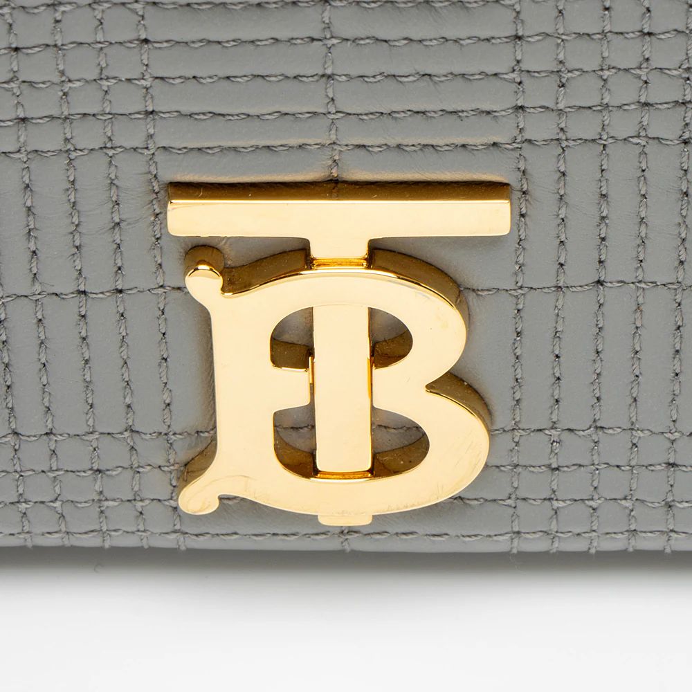 Burberry Quilted Lambskin TB Lola Chain Small Crossbody - Lambskin - Grey by Burberry - Image 9