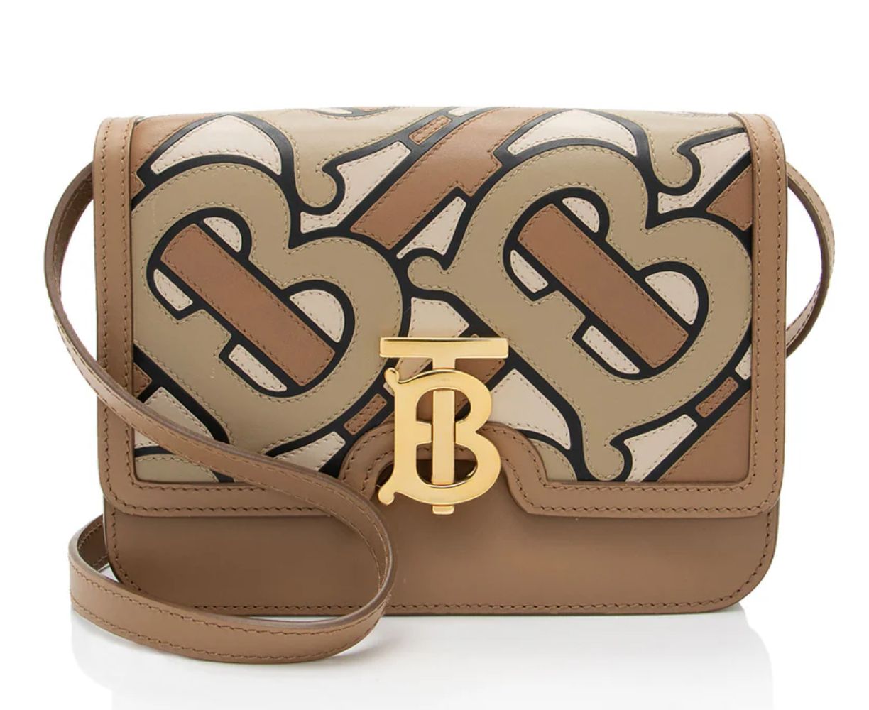 Burberry TB Monogram Leather TB Small Flap Bag - Leather - Brown by Burberry - Refurbished - Very Good condition - US$838.99