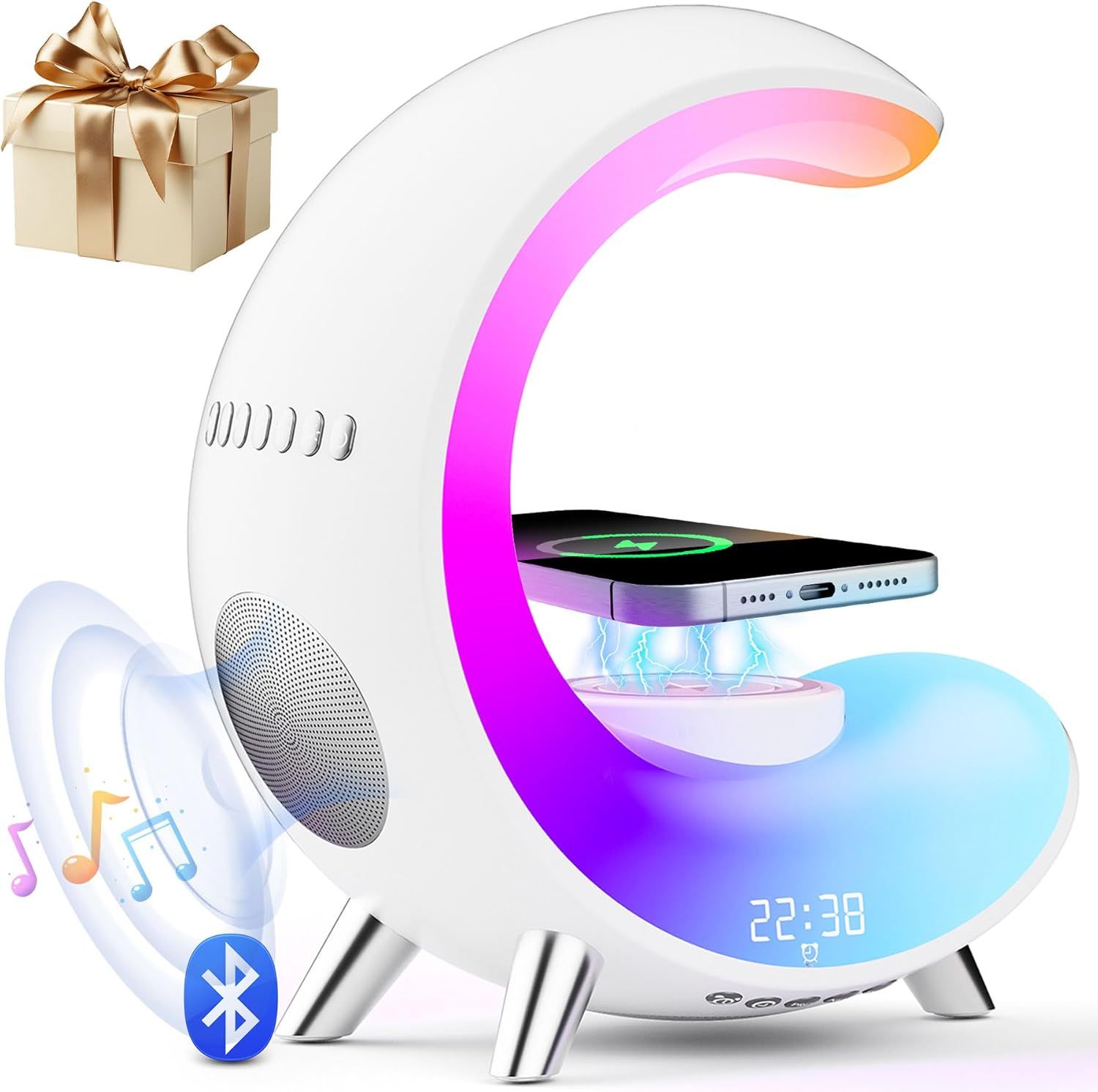 Burlan Multifunctional Bluetooth Speaker with Table Lamp - White by Burlan - Refurbished - Very Good condition - US$35.42