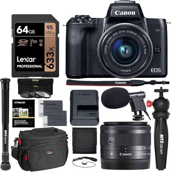 Canon EOS M50 Mirrorless Camera 4K The Inspiration Kit - Black by Canon - Refurbished - Very Good condition - US$806.99