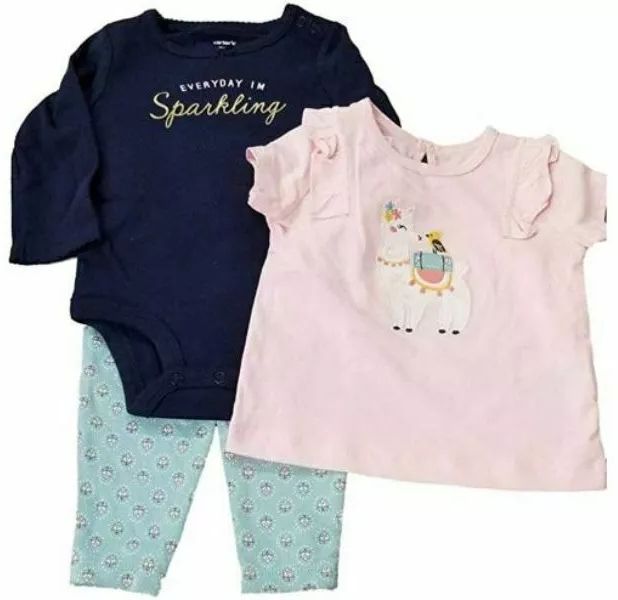 Carter's 3 Piece Playwear Set Pink Llama 12m - Pink Llama by Carter's - Refurbished - Brand New condition - US$30.98
