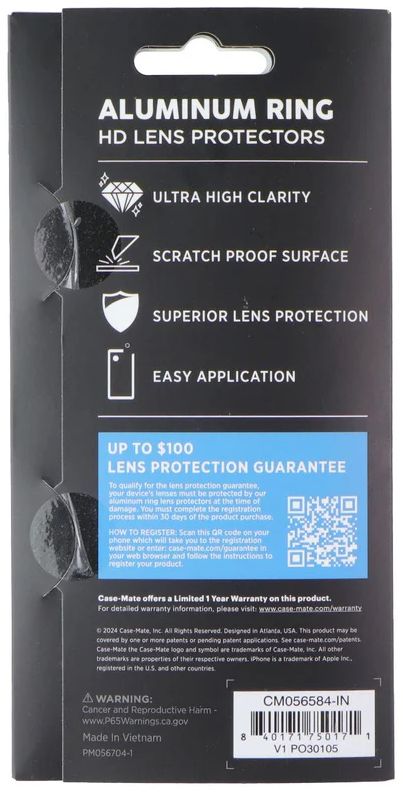 Case-Mate Aluminum Ring HD Camera Lens Protector for iPhone 16e - Black by Case-Mate - Refurbished - Brand New condition - Image 3