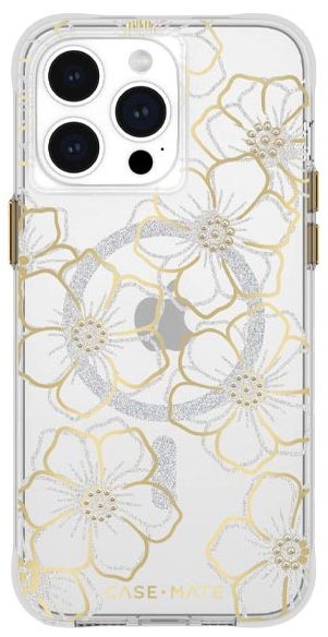 Case-Mate Floral Gems Phone Case with MagSafe for iPhone 15 Pro Max - Gold / Clear by Case-Mate - Refurbished - Brand New condition - US$11.72
