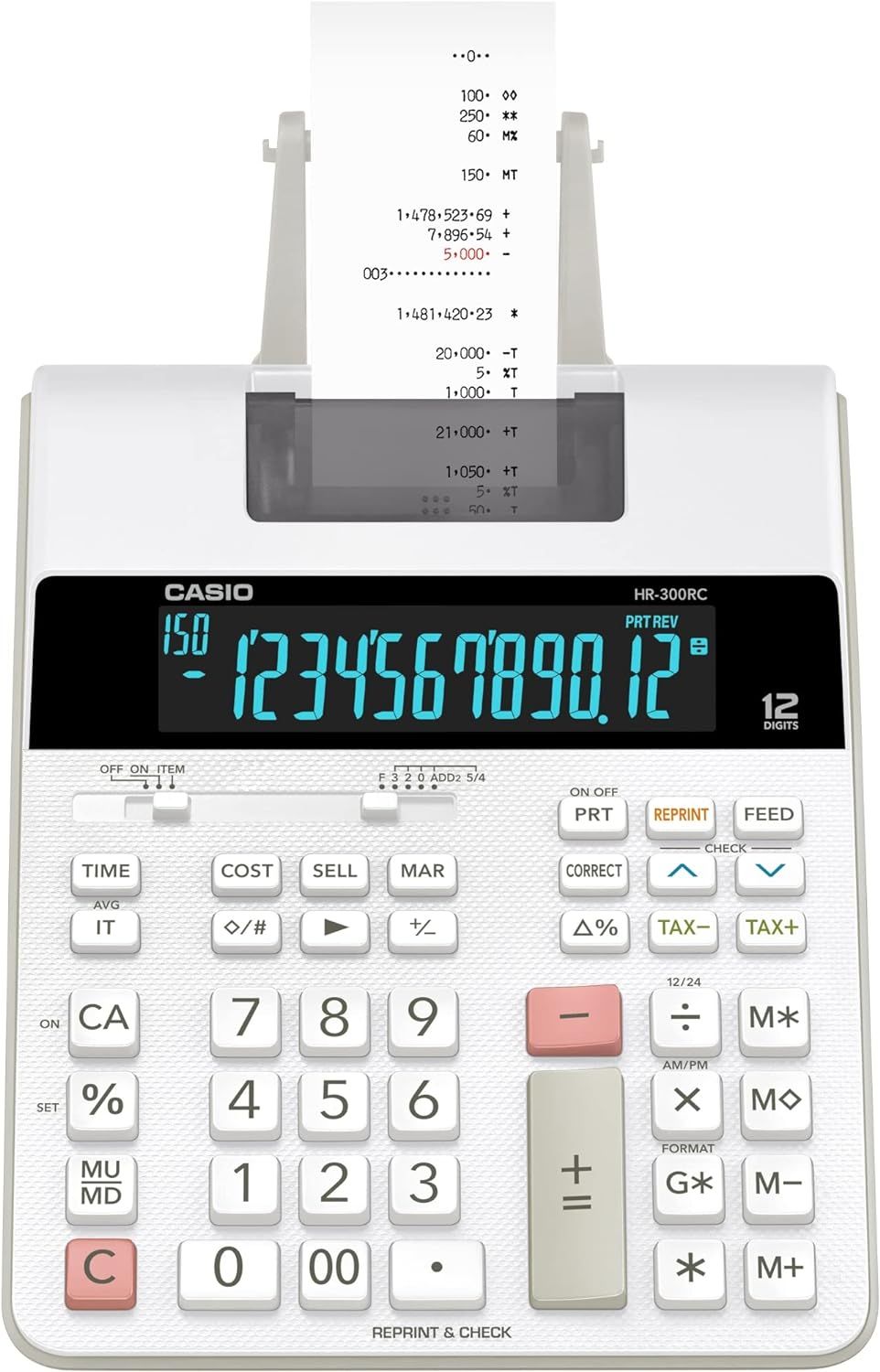 Casio HR-300RC Printing Calculator - White by Casio - Refurbished - Very Good condition - US$175.51