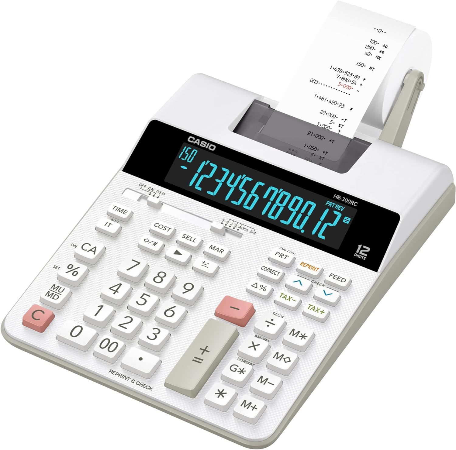 Casio HR-300RC Printing Calculator - White by Casio - Image 2