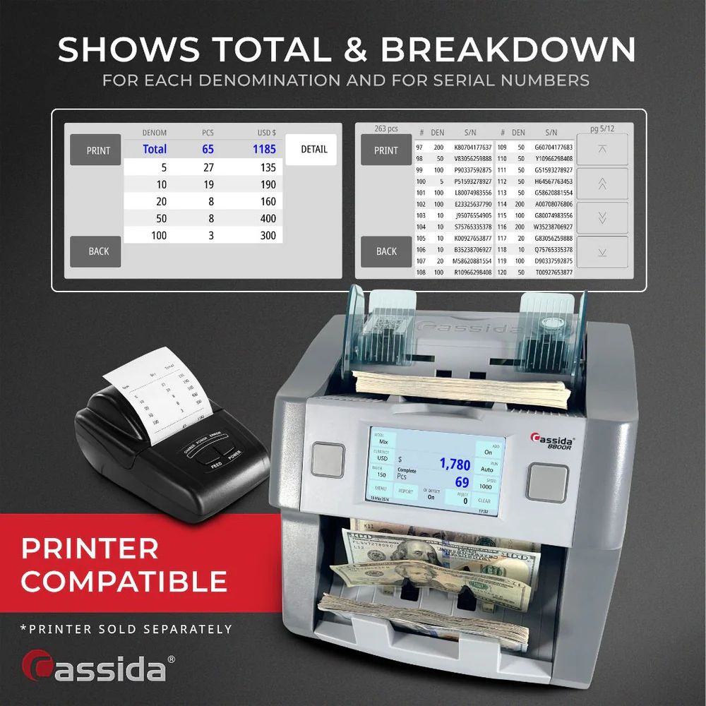 Cassida 8800R V2 Mixed Bill Counter - Gray by Cassida - Image 4