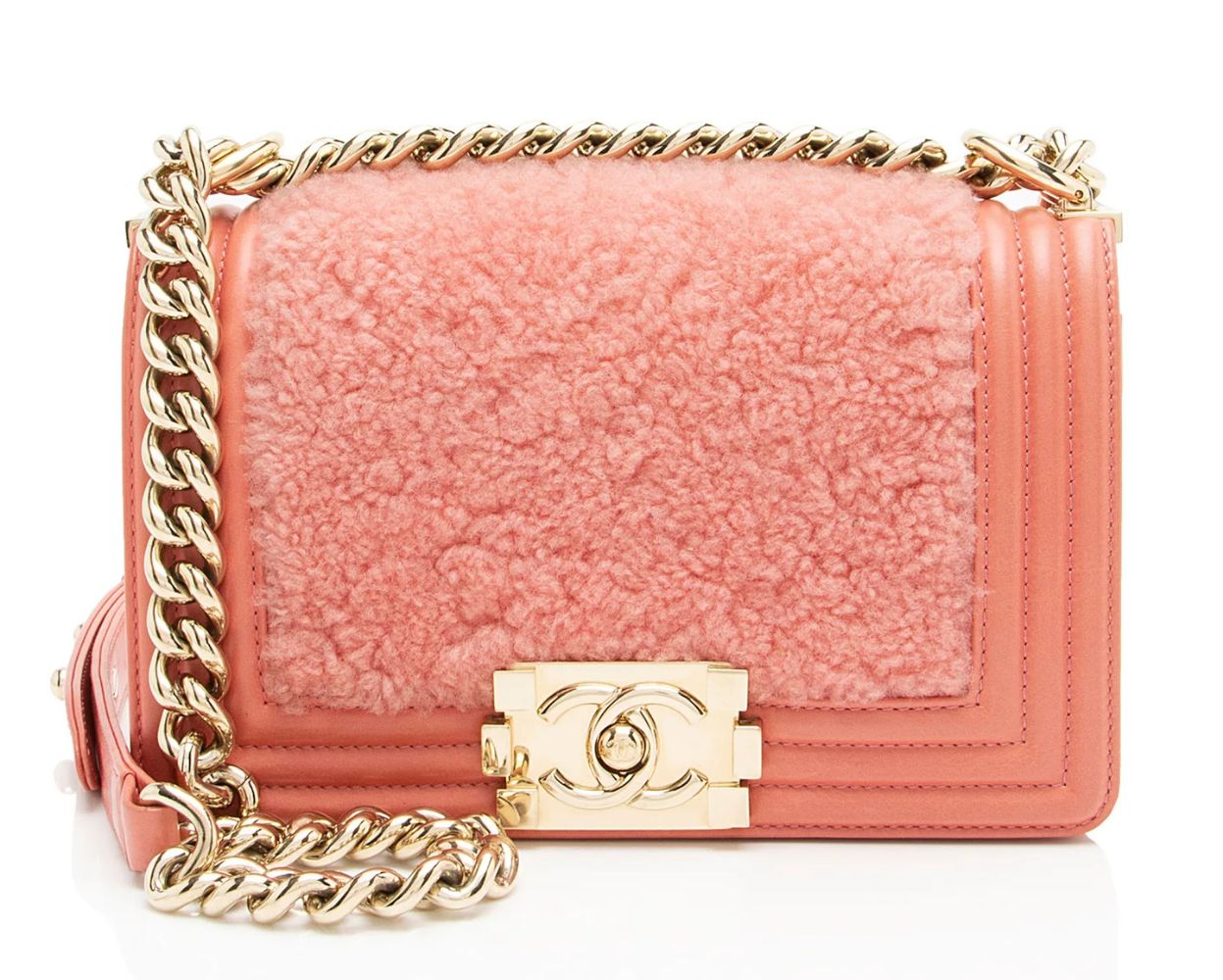 Chanel Shearling Calfskin Small Boy Bag - Calfskin - Pink by Chanel - Refurbished - Very Good condition - US$2368.99