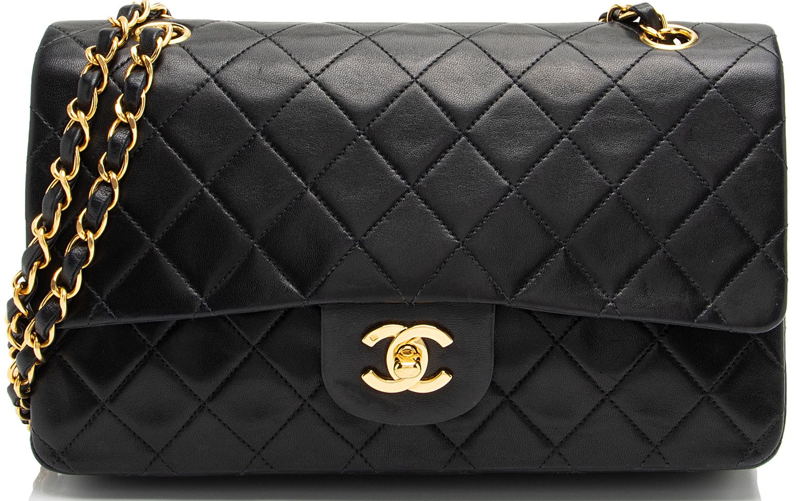 Chanel Vintage Lambskin Classic Medium Double Flap Bag - Lambskin - Black by Chanel - Refurbished - Very Good condition - US$4888.99