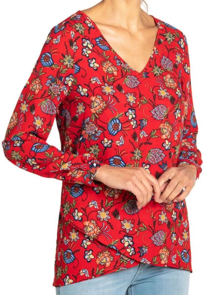 Chelsea & Theodore Women's Crossover Woven Top XL - Red Floral by Chelsea & Theodore - Refurbished - Brand New condition - US$10.99