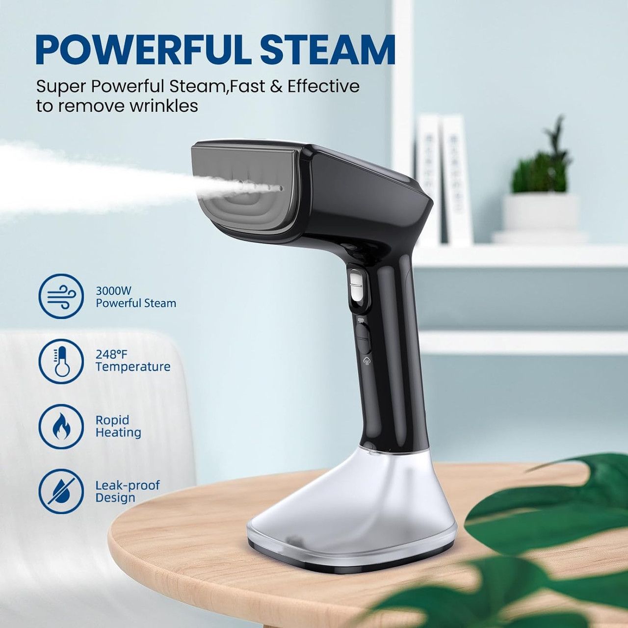 Chrinomee Handheld Steamer with Wet&Dry Ironing Modes - Black by Chrinomee - Image 2