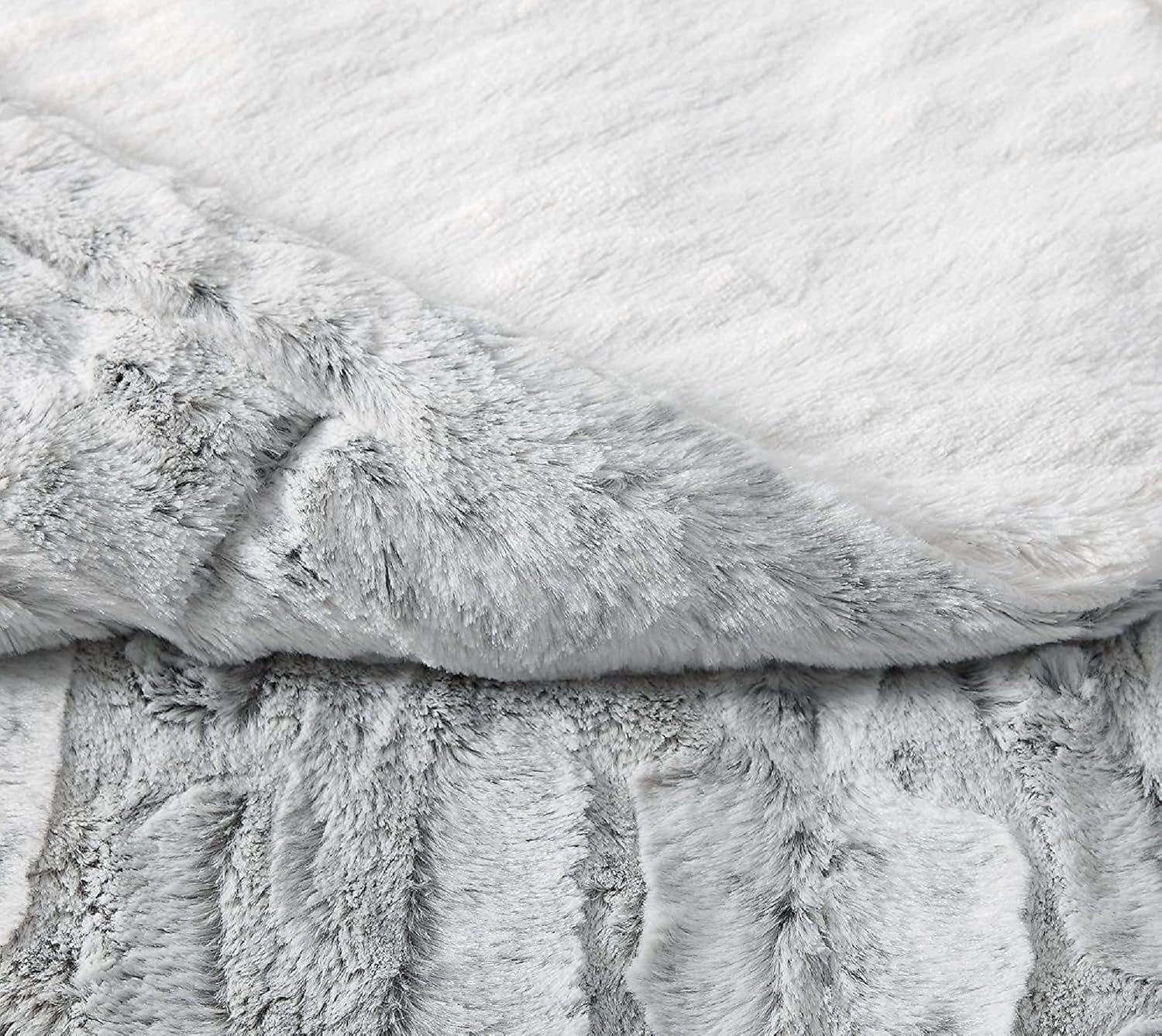 Christian Siriano Luxury Reversible Faux Fur Throw 60" x 70" - Grey by Christian Siriano - Image 3