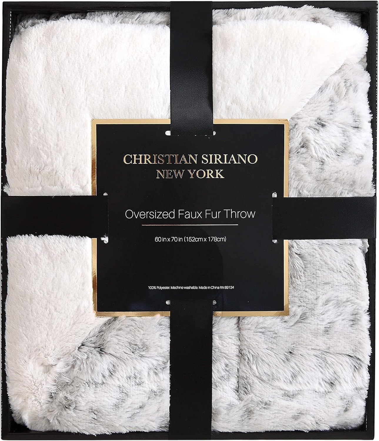 Christian Siriano Luxury Reversible Faux Fur Throw 60" x 70" - Grey by Christian Siriano - Image 4