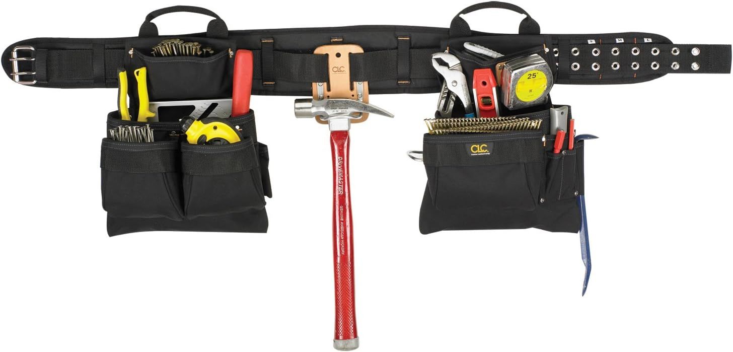 CLC Custom Leathercraft 5608 Carpenter's Combo Tool Belt Double-Tongue Steel Roller Buckle - Black by CLC - Refurbished - Premium condition - US$106.62