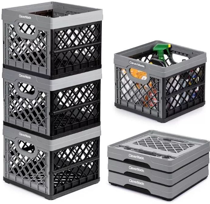 Clevermade Collapsible Milk Crate 25L - Black/Grey by Clevermade - Refurbished - Very Good condition - US$46.25
