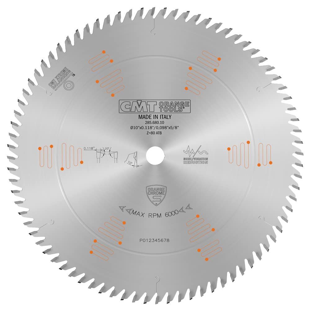 CMT 285.680.10 Chrome Ultimate Crosscutting Blade 10" x T80 ATB - Silver by CMT - Refurbished - Premium condition - US$94.16