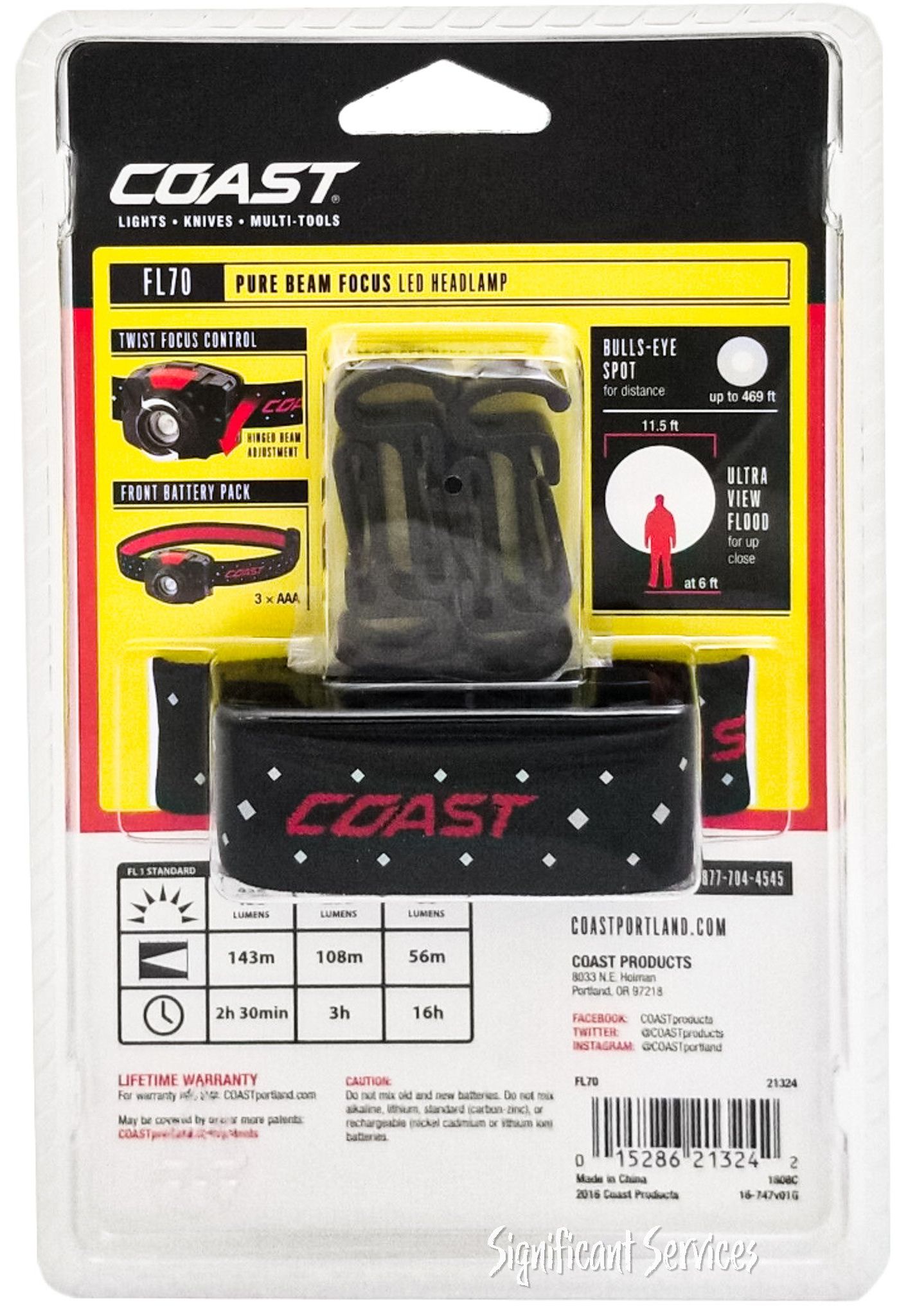 Coast 21324 FL70 LED Ultra Wide Angle Flood Beam Headlamp - Black by Coast - Image 2