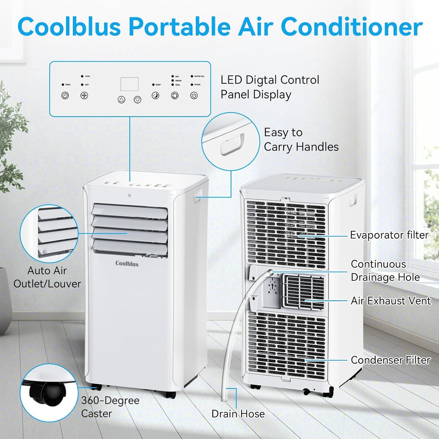 Coolblus A016B Portable Air Conditioner - White by Coolblus - Image 3