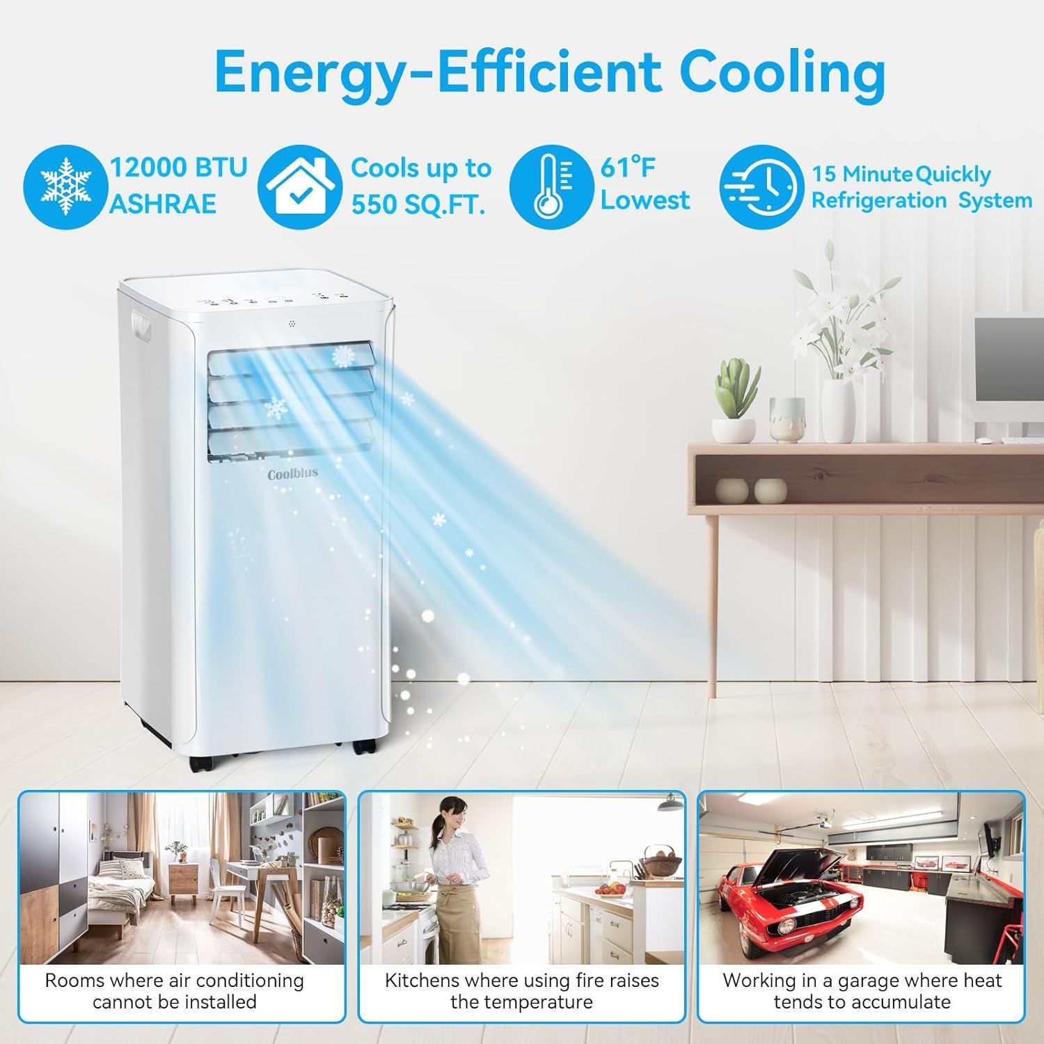 Coolblus A016B Portable Air Conditioner - White by Coolblus - Image 4