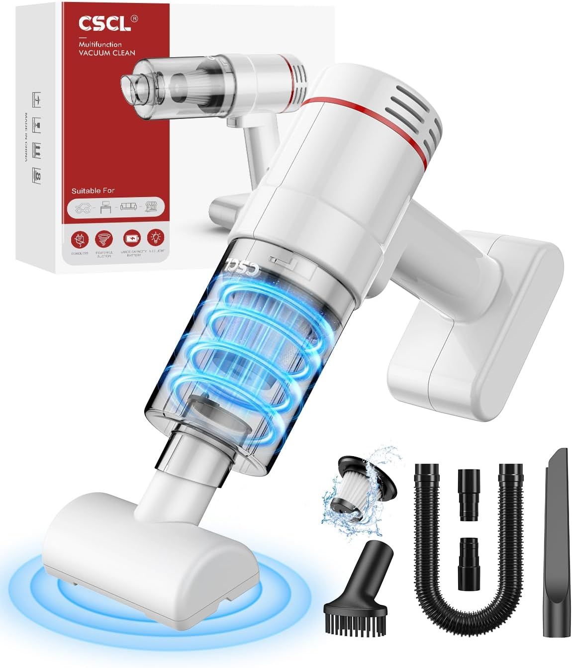 CSCL Handheld Car Vacuum Cleaner for Car Home Office (PJ-116C) - White/Red by CSCL - Refurbished - Very Good condition - US$35.42