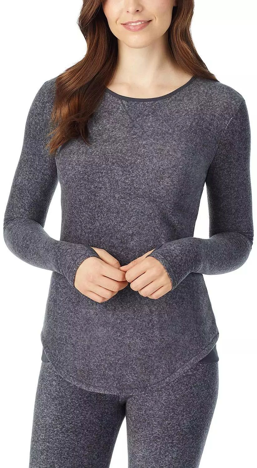Cuddl Duds Fleecewear with Stretch Long Sleeve Crew - 2XL - Charcoal Heather by Cuddl Duds - Image 2