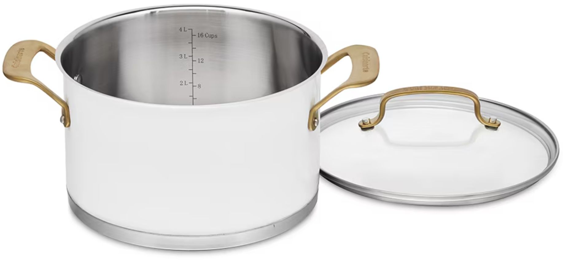 Cuisinart 839-8MW Classic Stainless Steel Cookware Set 8-Piece - Matte White/Brushed Gold by Cuisinart - Image 2