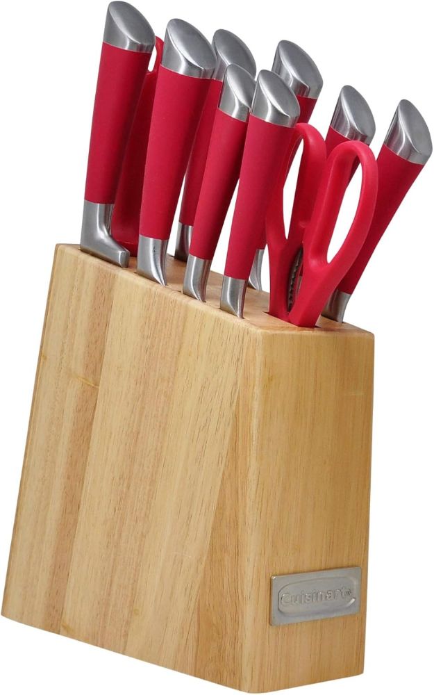 Cuisinart C77SS-11PRDGR 11-Piece Arista Collection Cutlery Stainless Steel Knife Block Set - Red by Cuisinart - Refurbished - Very Good condition - US$34.61